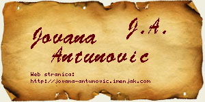 Jovana Antunović vizit kartica